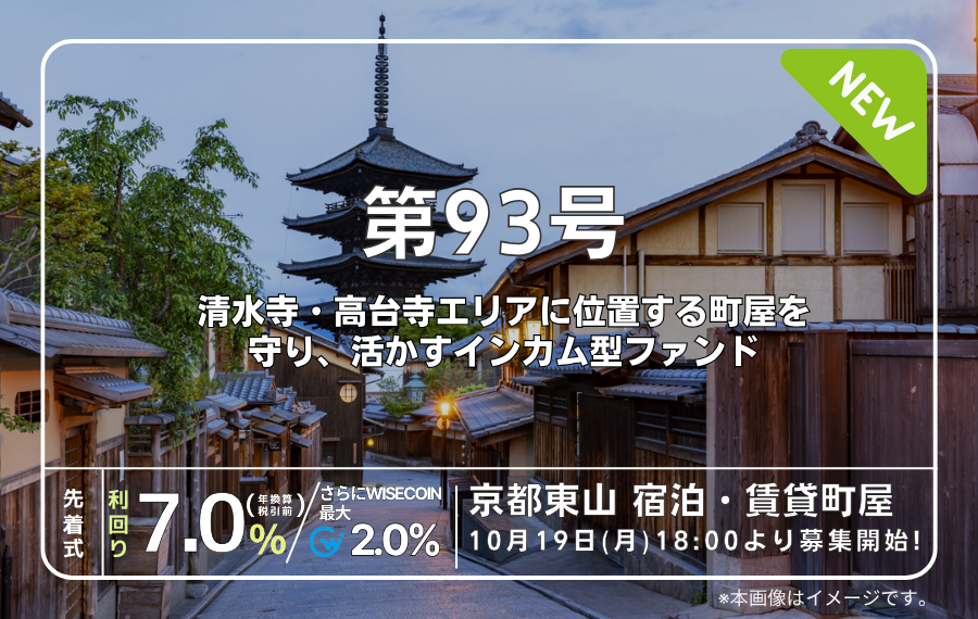 利回り不動産第93号ファンド（京都東山 宿泊・賃貸町屋）